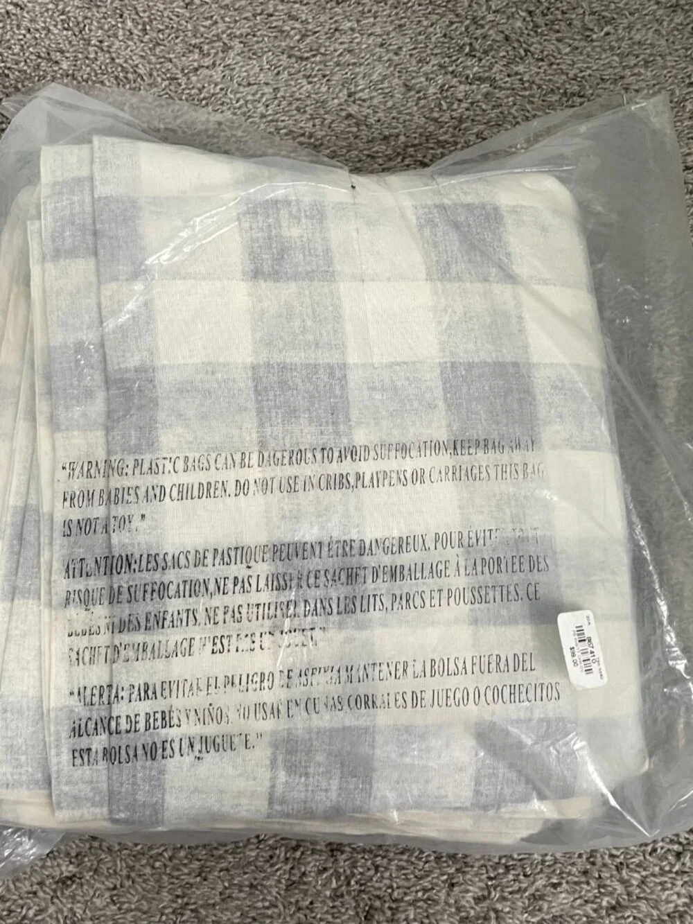 NWT Pottery Barn Rhett Check Duvet Cover in grey - Full/Queen